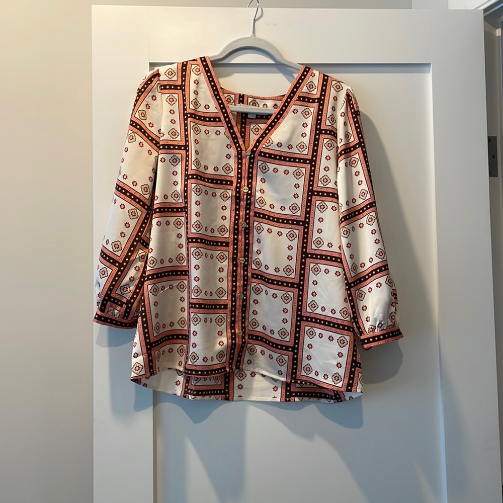 Loft Apricot/Taupe Blouse-size L